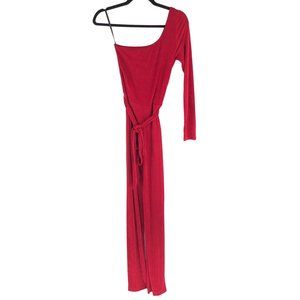 Jlux Label Womens Jumpsuit One Shoulder Long Sleeve Knit Red S